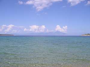 Вид на Афон с бухты у полуострова Sikias